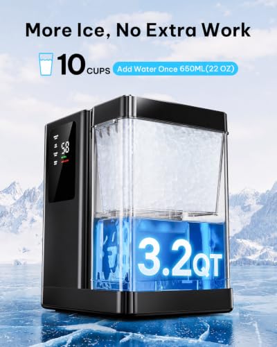 Nugget Ice Maker 44lbs (Pure Black / 44lbs)