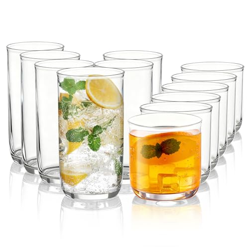 Drinking Glasses Set of 12 (Clear/Transparent)