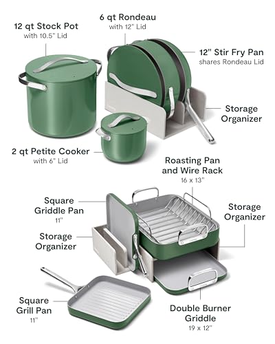 31-Piece Non-Stick Ceramic Cookware Bundle (Sage / 31pc Set)