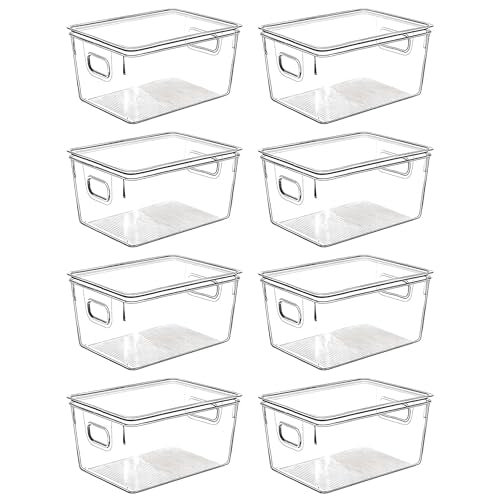 Clear Plastic Storage Bins with Lids (10 X 7.3 X 5)