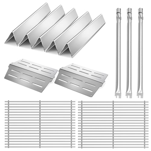 19.5" Stainless Steel 7524 Grill Grates 7620 Flavorizer Bars for Weber Genesis E330 Grill Parts with 7622 Heat Deflector 62752 Burner Tubes for Weber Genesis E310 S310 S330 EP310 300 Series (2+5+2+3 Genesis 300)