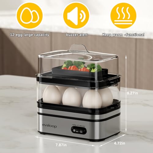 Rapid Egg Cooker Electric 12 Eggs Capacity (Silver)
