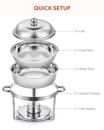 2pcs 5QT Round Chafing Dish Buffet Set (2 Packs)