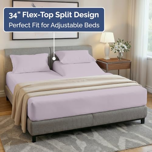 Flex Top Split Head King 4 Piece Sheet Set (33 - Light Lavender / Split Head/Flex Top)