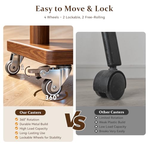 Coat Rack Freestanding Solid Wood Clothes Rack with Wheels