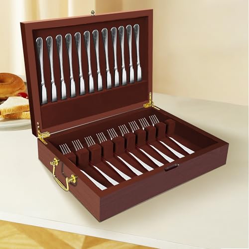 Silverware Storage Box Solid Wood with Lid