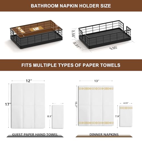 Guest Towel Holder Tray for Bathroom (Matte Black / 9.06 x 5.51 x 2.56 inches)