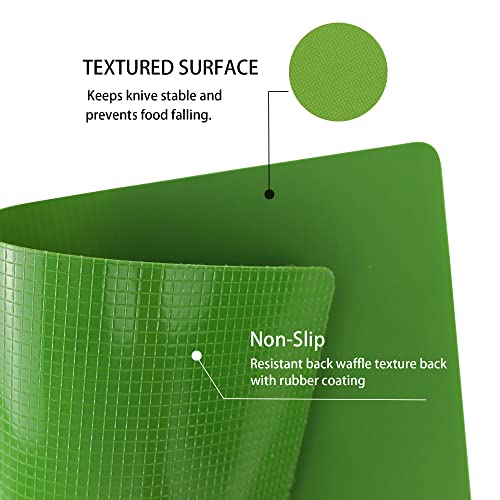 Plastic Cutting Board for Kitchen Set of 5 (Green)
