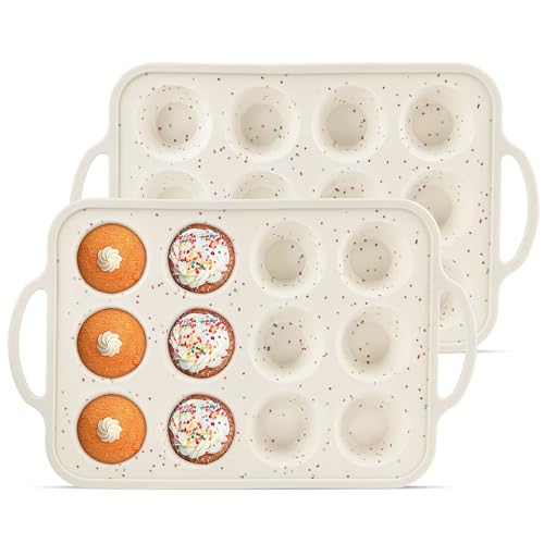 2Pack Silicone Muffin Pan For Baking With Metal Reinforced Frame