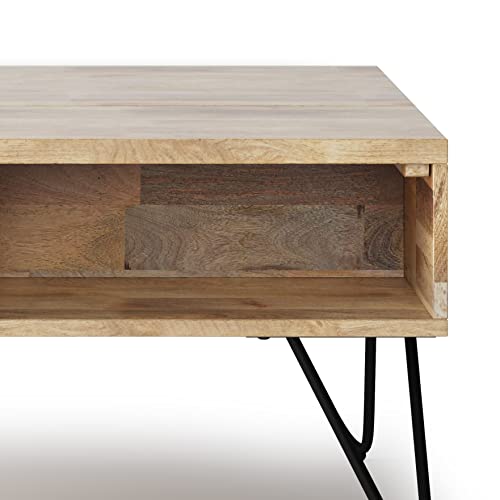 Hunter 36" Wide Solid Mango Wood Coffee Table in Natural (Lift Top Coffee Table / 36 inch / Refined Natural)