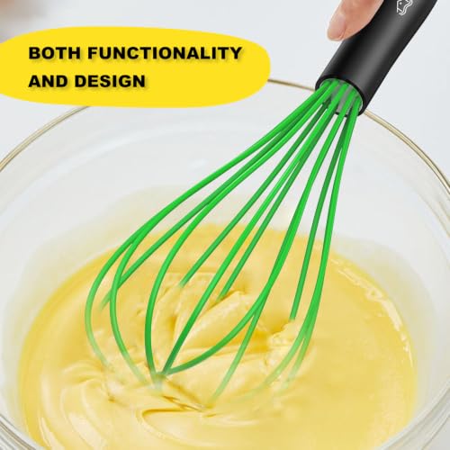 Silicone Whisk Set 8" 10" 12" Kitchen Whisk Multicolor (Black-Multicolor / 3 Piece)