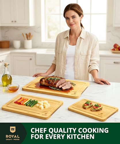 Wooden Cutting Boards for Kitchen Meal Prep & Serving (3-Piece (Gift_Set) / Natural)
