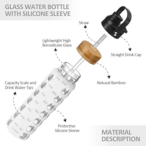 24oz Glass Water Bottle (White / 24 Ounces)