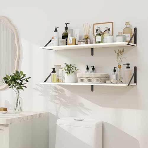 White Deep Floating Shelves for Wall