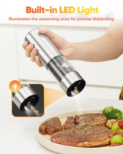 Electric Salt and Pepper Grinder Set with LED Light