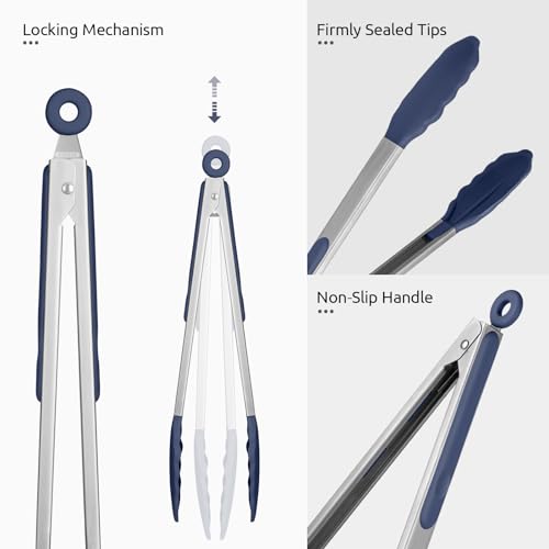 Kitchen Tongs for Cooking ((03) Midnight Blue)
