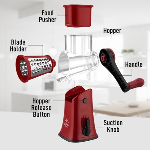Rotary Cheese Grater Manual Hand Crank 5 Blade Shredder