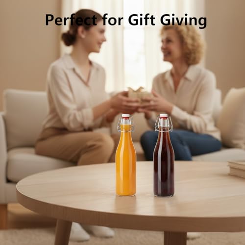 8pack 16oz Swing Top Glass Bottles with Airtight Lids for Vanilla (16 oz 8 pack)