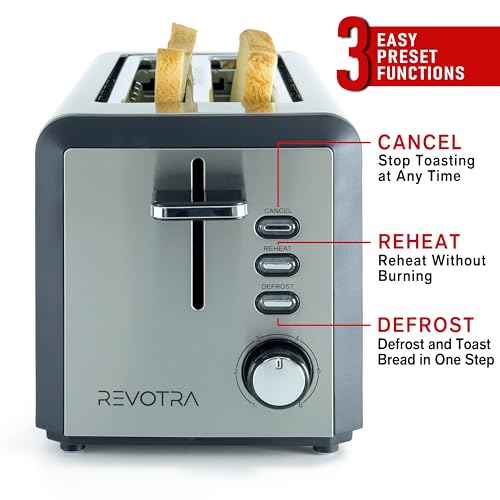 4 Slice Long Slot Stainless Steel Toaster with Extra Wide 1.5” Slots (4 pieces regular style)