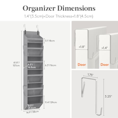 1 Pack Over the Door Organizer (Gray / 6 section)