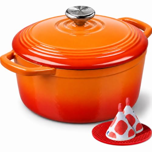 Enameled Cast Iron Dutch Oven (5.5 Quart / Orange)