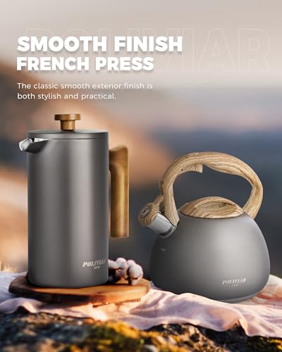 POLIVIAR French Press Coffee Maker (Titanium gray)