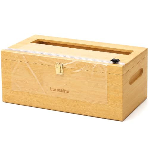 12 Inch Bamboo Plastic Wrap Dispenser with Cutter for Large Roll (Bamboo)