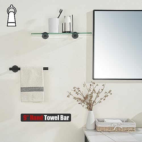 Hand Towel Holder Towel Ring Black (9 Inch / Matte Black)