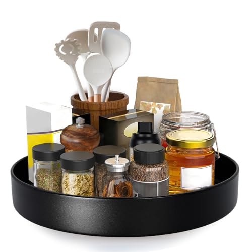 Metal Lazy Susan Organizer (12'' Black-1 Tier)