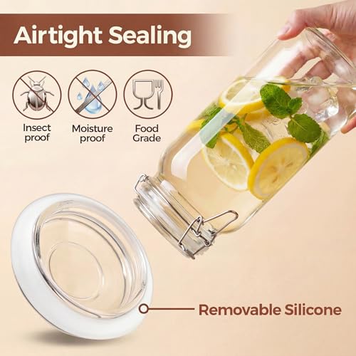 Square Glass Jars with Airtight Lids (Square-Multi Size Set- 5Pack)