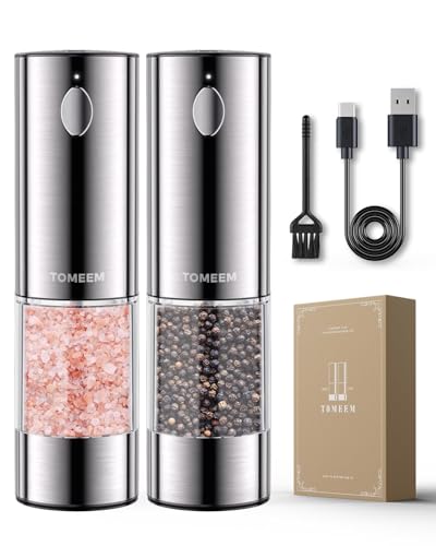 Larger Capacity Rechargeable Electric Salt and Pepper Grinder Set (2 Count)