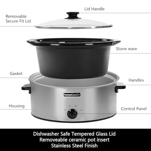 7 Quart Slow Cooker Oval Manual Pot Food Warmer with 3 Cooking Settings