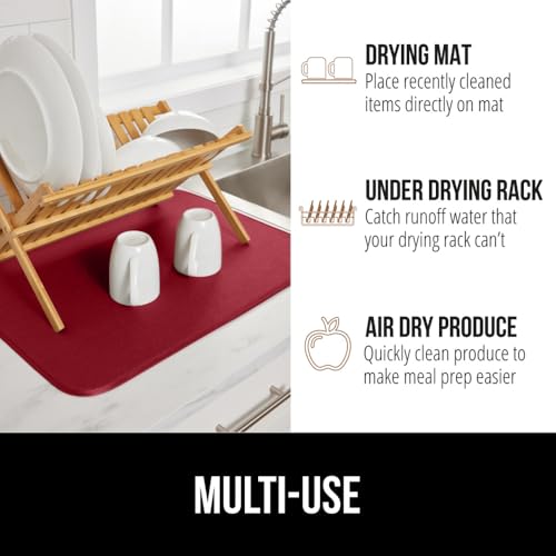 Ultra Absorbent Microfiber Dish Drying Mat (18" x 24" / Microfiber / Red)