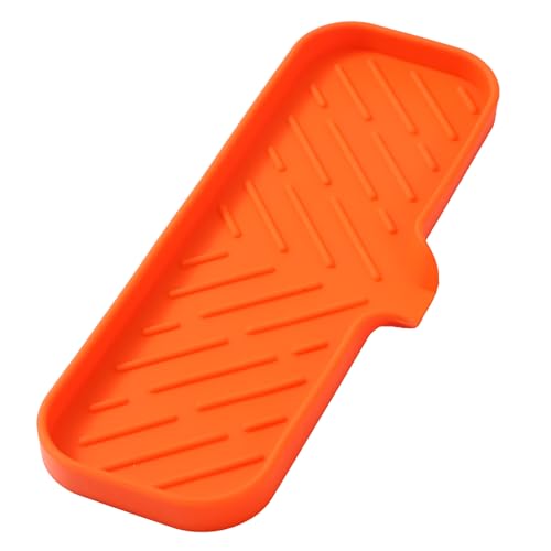 Silicone Soap Dish with Drain Spout (Orange / L(12"×4"))