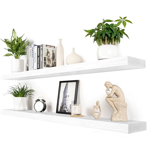 60 inch White Floating Shelves for Wall 8 (White / 60'' x 8''x 2''(set of 2）)
