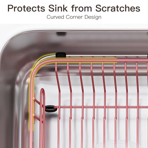 Pink Dish Drying Rack in Sink with Utensil Holder (Pink / For 10"-12"w Sink)