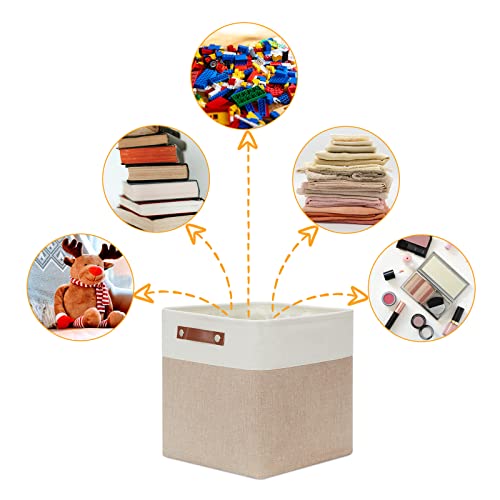 Cube Storage Bins (White&Khaki / M-12"x 12"x12")