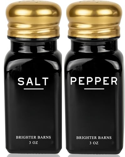 Luxury Salt and Pepper Shakers Set by Brighter Barns (Black/Gold)