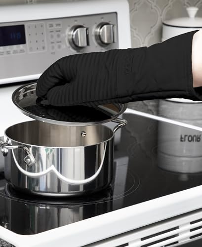 Silicone Oven Mitts (Black / 2 Pack)