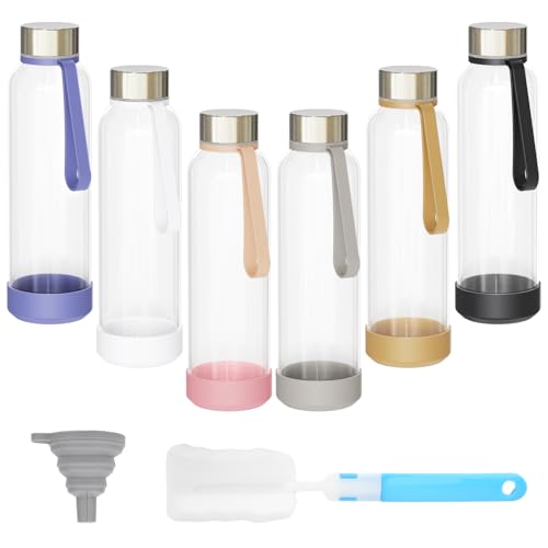 18 oz Glass Water Bottles with Lids (Clear / 18oz)