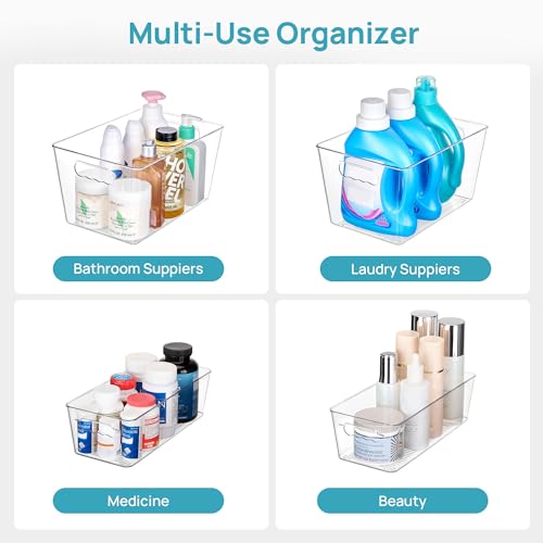 8 Pack Clear Storage Bins Set for Pantry Organizer (Set B)