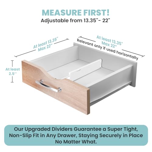 White Expandable Drawer Dividers (2.5" Tall, 13"-22" Long)