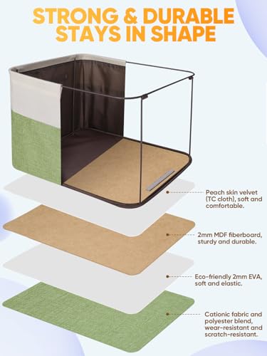 2 Pack Fabric Closet Storage Bins for Shelves (Green / 2PCS/X-Large-17x13x10.5)
