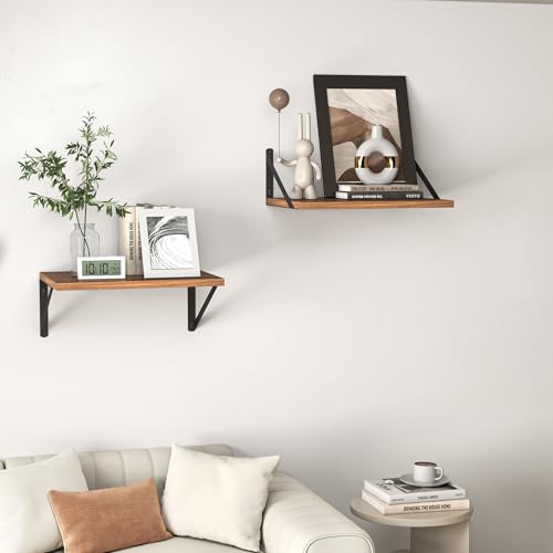 16W x 12D Deep Floating Shelves Set of 2 Walnut (Walnut With Black Metal Bracket / 16wx12dx5.8h)