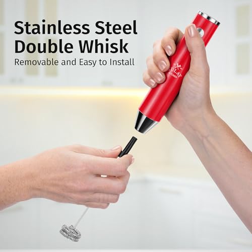 Rechargeable Milk Frother Handheld (Lux Cardinal Red / Rechargeable Z1 Motor Max)