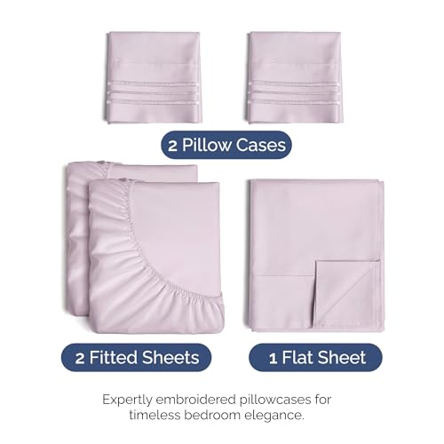 Split King Size 5 Piece Sheet Set (33 - Light Lavender / Split King Size)