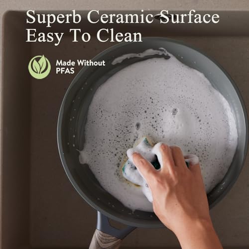 22 Piece Ceramic Cookware Set (Ash Gray)
