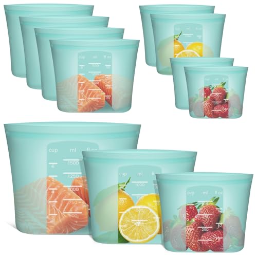 Reusable Food Bags (Aqua | M+S+XS | 8 Pack)
