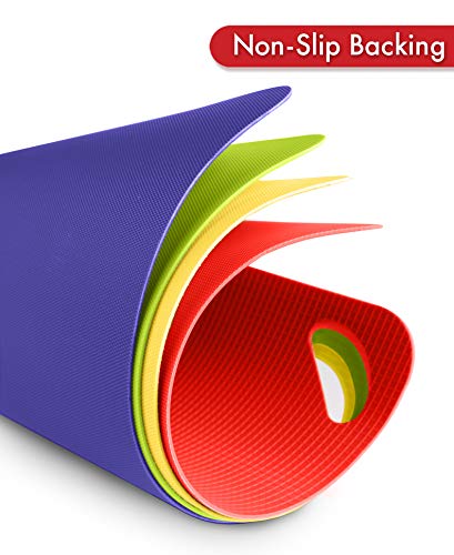 Heavy Duty Grippmat Flexible Cutting Board Set of Four (11.5 x 14 inches / Blue, Green, Yellow, Red)