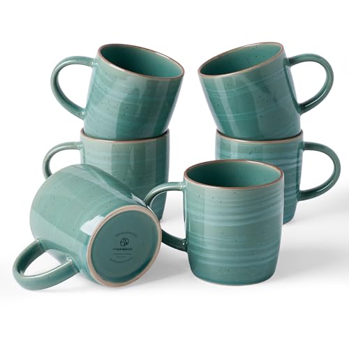 Coffee Mugs Set of 6 (Meteor-Peacock Green / 6 Count (Pack of 1))